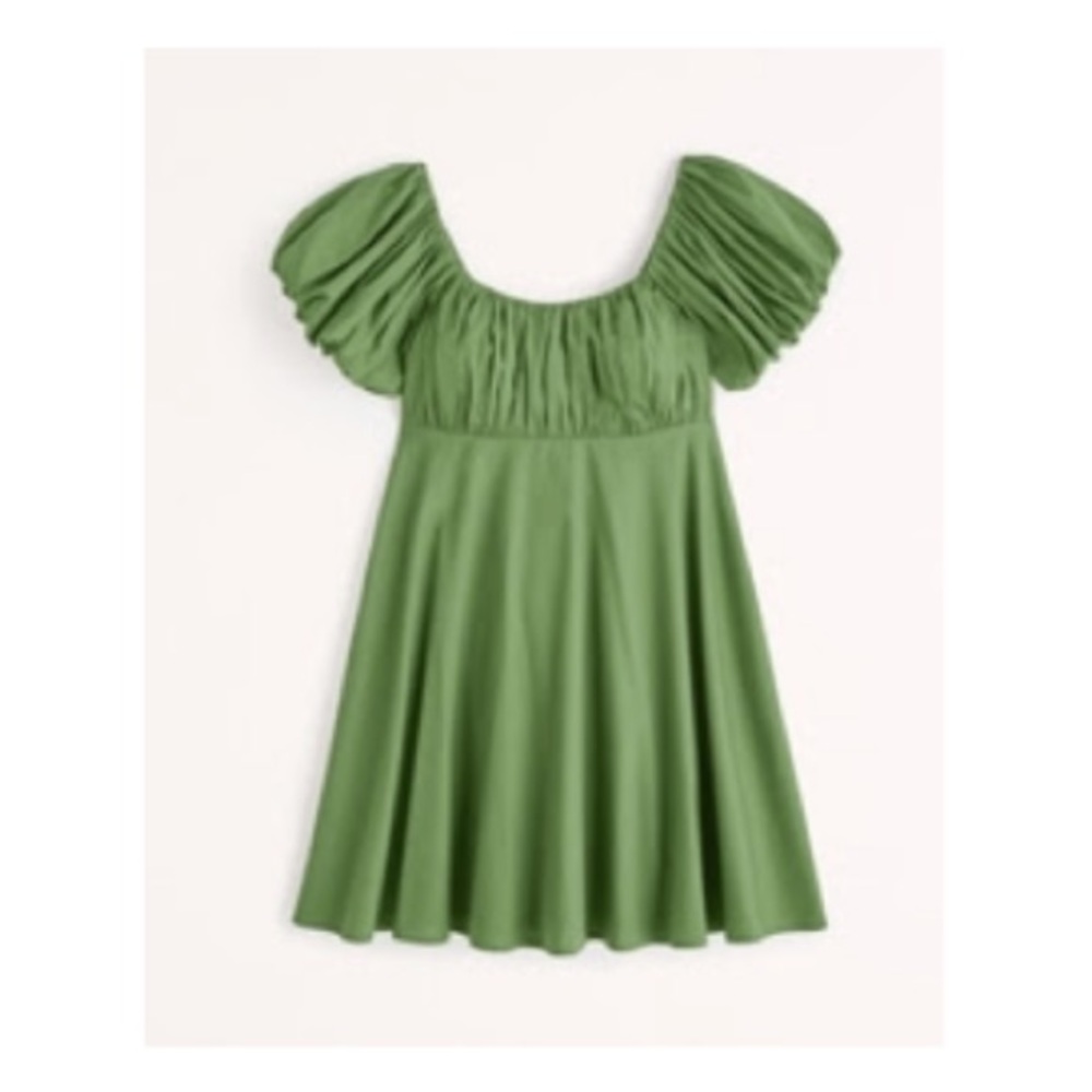 Abercrombie & Fitch Ruched Puff Sleeve Mini Dress
